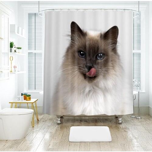 Kittens in the Bamboo Basket 3d Cat and Dog Shower Curtains Beauty Bathroom Curtain Thicken Waterproof Thickened Bath Curtain