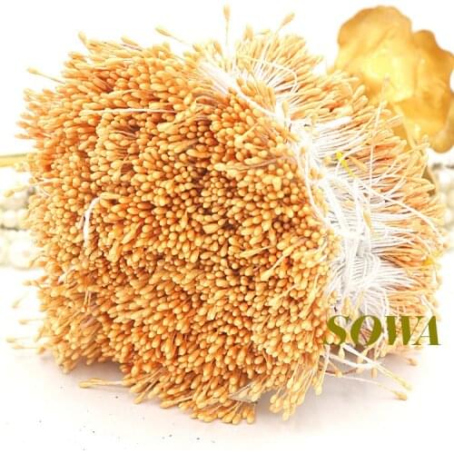 Free shipping 1mm 900pcs/Lot Double Heads Light Orange Flower Pearl Stamen Cake Decoration Craft DIY