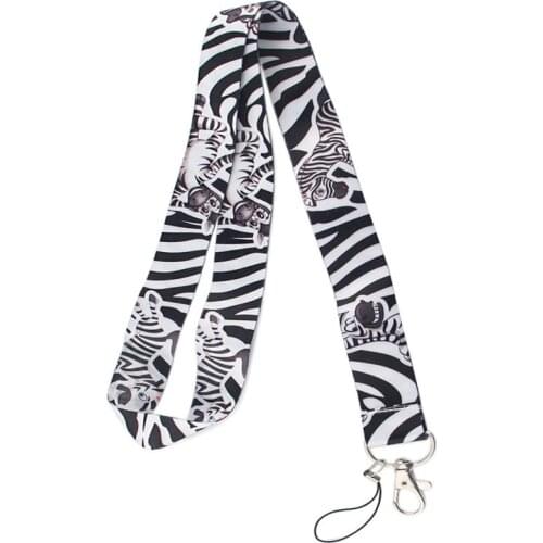 Animal Zebra Pattern Mobile Phone Straps Keychain Lanyard For Keys USB ID Card Badge Holder Keycord Necklace Ribbon Accessories
