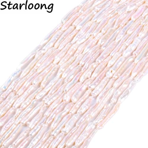 1strand/lot AA quality white elongated Natural freshwater Pearl Loose Strand Beads DIY for Jewelry making bracelet necklace
