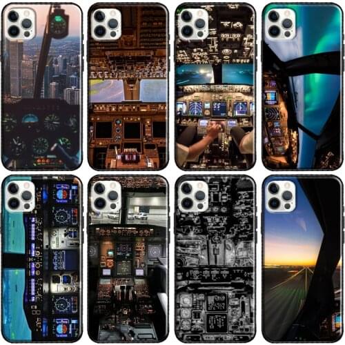 Cool Airplane Cockpit Phone Case For Apple iPhone 11 Pro Max 12 mini X XR XS Max 8 7 Plus SE 2020 Cover Shell