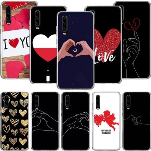 Love Heart Phone Case For Huawei P30 P40 P20 P10 Mate 20 10 30 Lite Pro P Smart Z Plus Printing Cover Coque Shell