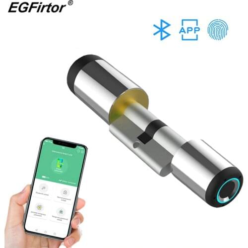 Smart Fingerprint Lock Bluetooth Biometric Fingerprint Keyless Door Lock APP Remote Control Cylinder Security Anti-Thef Lock