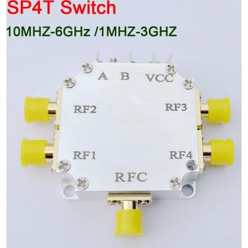 DYKB SP4T Switch 1M-3GHz / 10MHZ-6GHz RF Single Pole 4Throw Switch Isolated low insertion loss FOR Ham Radio amplifier