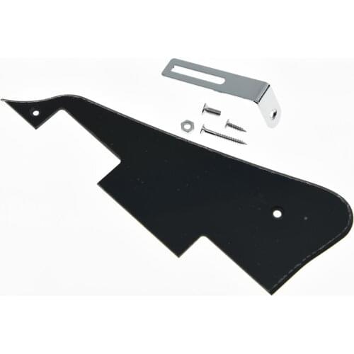 KAISH Black 1 Ply LP Guitar Pickguard Scratch Plate with Chrome Bracket Fits For Les Paul