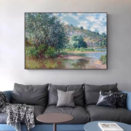 Claude Monet - Landscape at Port Oil Paintings On The Wall Reproduction Impressionist Wall Art Canvas Pictures For Living Room