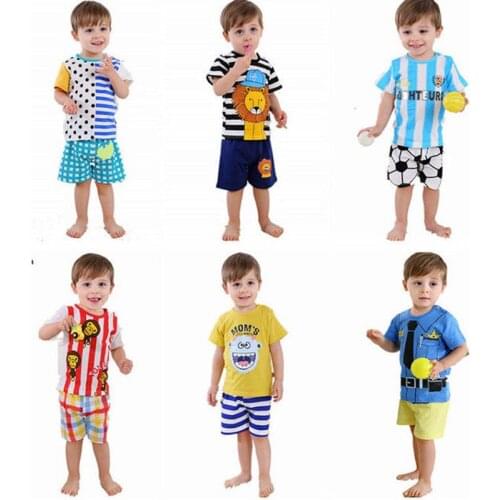 Toddler boy clothes set cotton summer set boy little boys clothing cartoon car lion pattern kids boys 2 piece outfits 1-5 Year