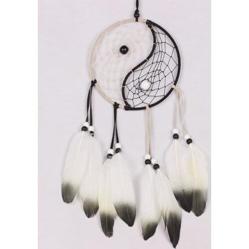 Dream Catcher Wall Decor - White Feather Handmade Dreamcatcher for Bedroom Baby Kids Girls Boys Room Large Craft Boho Ha