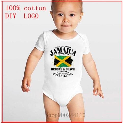 Infant Newborn Reggae&Beach Country-Jamaica Portland Flag Baby Bodysuit Girls Boys Short Sleeved Rompers Jumpsuit Outfit Clothes