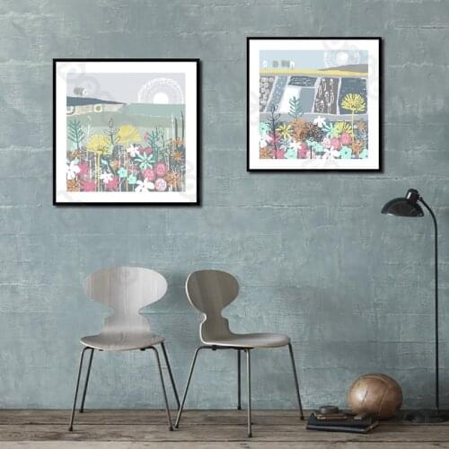 Cartoon Pictures Canvas Painting Poster Various Wild Flowers and Weeds Roads for Living Room Bedroom Restaurant Wall Decoration