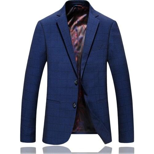 Mens Blue Fashion Business Formal Jacket Blazer Men Stripe Suit Blazer Slim Fit Classic Men Jacket Costume Style Blazer
