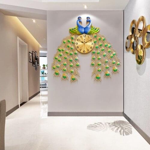 Oversized Peacock Watch Wall Clock Living Room Home Fashion Modern Simple Creative Wall Clock