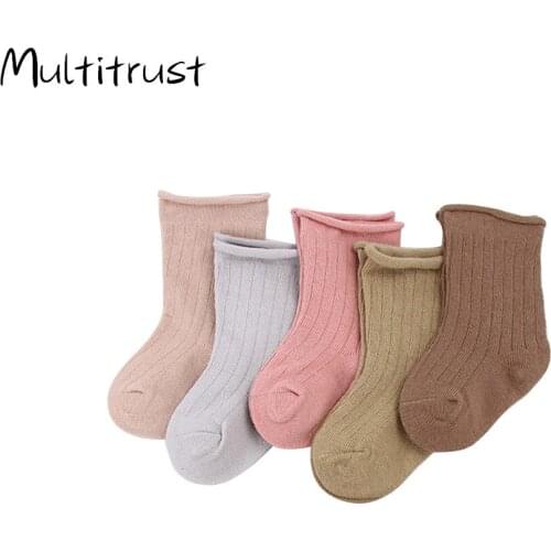 5pairs/lot 0-9 Years Baby Toddler Cotton Socks Kids Boys and Girl Spring Summer Autumn Short Newborn Ribbed Socks Solid Color