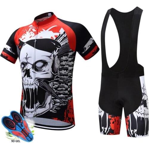 2021 New Style Skull Series Pattern Cycling Clothing Breathable Clothes Kit Short Sleeve Shorts MTB Ropa Ciclismo Maillot Shirt