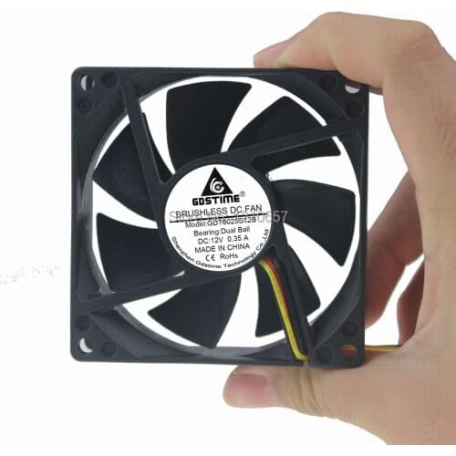 100 Pieces lot GDT DC 12V 3Pin 80mm 80x80x25mm 8025B Axial Industrial Flow Ventilation Fan