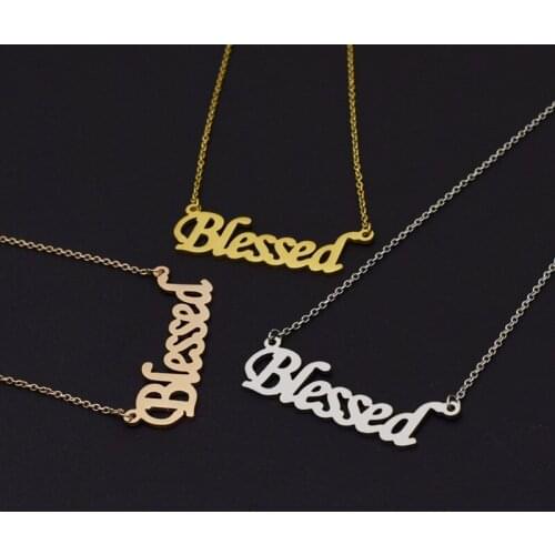 Stainless steel dressed Necklace simple creative letter pendant lucky couple gift