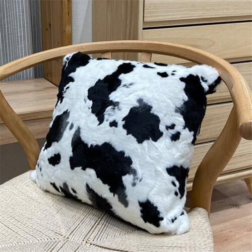 Cows Pattern Short Plush Sofa Cushion Cover Soft Velvet Pillowcase Bed Throw Pillow Cover For Home Decoration Chair Seat Balcony