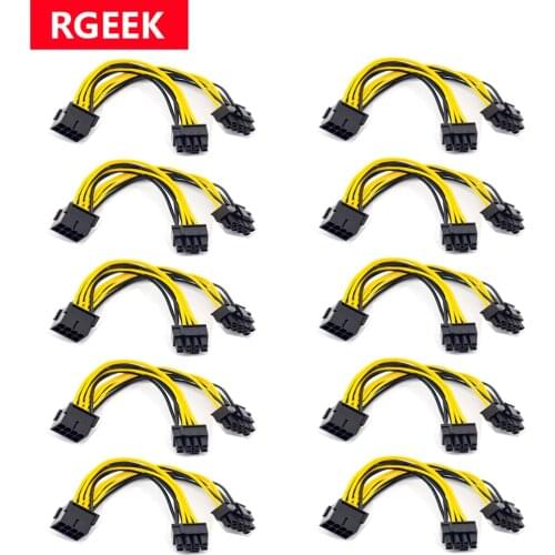RGeek 10pcs PCIE 8 Pin to Dual 8(6 2) Pin PCI-E Power Splitter Cable 20cm PCI Express 8Pin to Dual 8 Pin Power Cable for Mining