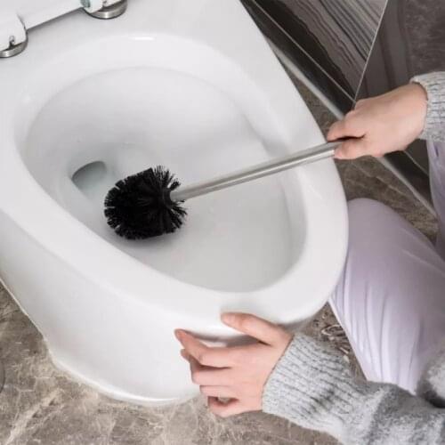 Stainless Steel Bathroom Toilet Brush WC Kitchen Cleaning Brush Replaceable 8cm Brush Black Head Holders for Bathroom Accessori