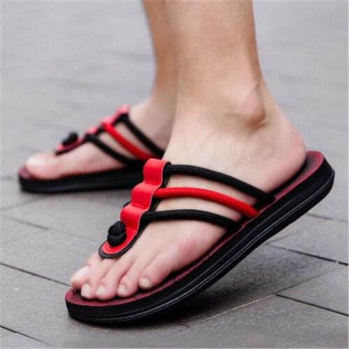 Size 45 Summer Nylon Rope Hollow Out Slippers Men Comfortable Non-Slip Trend Outdoor Flip Flops Fashion Clip Toe Beach Sandals
