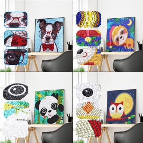 Dog 5D DIY Diamond Painting Kits for Kids Monkey Owl Panda Animals Diamond Art Crystal Rhinestone Embroidery Cross Stitch Kit