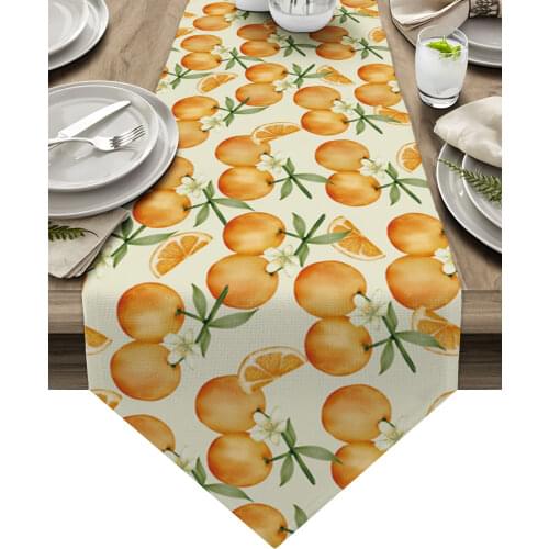 Plant Fruit Orange Modern Table Runner Wedding For Party Event Home Decoration Table Cover Mat Decor Accessories