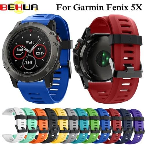 26mm Sport straps for Garmin 5X 5X Plus 6X 6X Pro Fenix 3 3 HR GPS Smartwatch Strap Silicone Replacement Watch Band bracelet