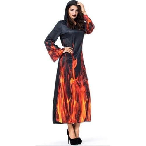 Scary Woman Hell Devil Demon Cosplay Female Halloween Sorceress Costume Purim Carnival Nightclub Stage Role Play Bar Party Dress