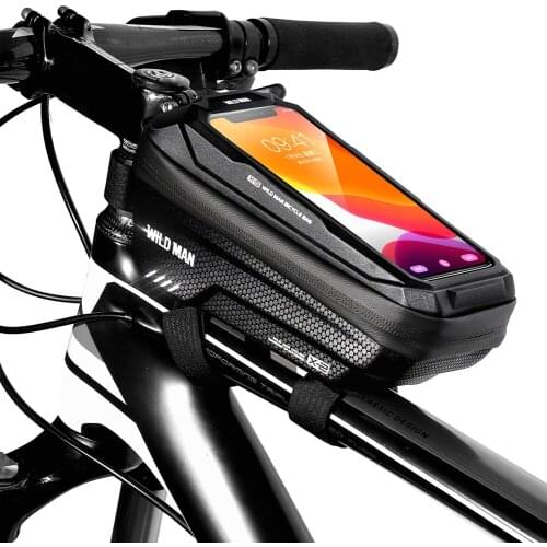 WILD MAN Waterproof Mountain Bicycle Touch Screen Front Frame Storage Bags MTB Bike Top Tube Hard Shell Pannier Pouch Dropship