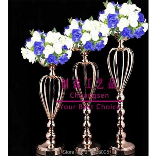 Wedding Decoration Iron Flowers Vases Candle Holders Road Lead Table Centerpiece Metal Stand Candlestick Party Candelabra