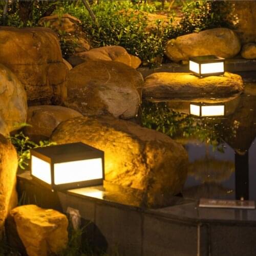 Outdoor Solar Garden Fence Pillar Lamp Solar Waterproof Villa Parking Courtyard Gate Column Light Solar Pool Street Post Lamp