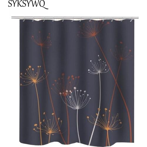 Dandelion Shower Curtain Black Cortina Bano Tela Bathroom Curtain Black Colorful Flower Dandelion Cortina Ducha Tela Impermeable