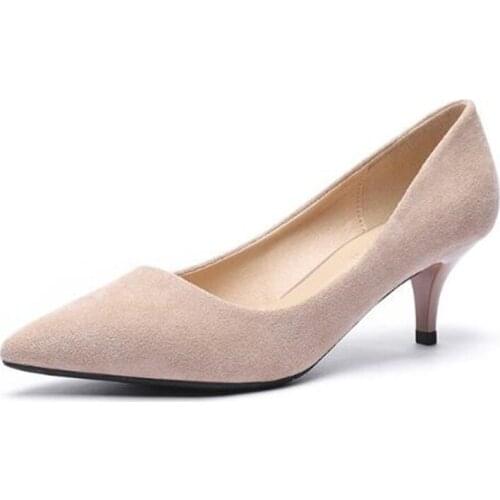 Summer 5cm Thin High Heels Shoes Woman 2020 Flock Pointed Toe Heels Female Office Ladies Elegant Sandals Wedding Shoes Pumps