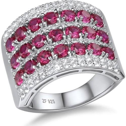 GZ ZONGFA New High Quality Arrival Party Red Gemstone 925 Sterling Silver Women Jewelry Engagement Ring