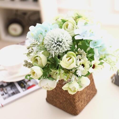1 Bouquet 7 Heads Artificial Peony Tea Rose Flowers Silk Gerbera Daisy Flower For DIY Party Home Garden Wedding Decoration