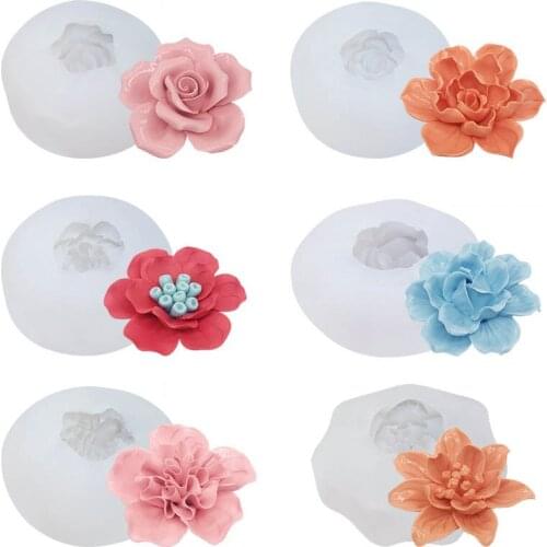 1Pcs Multi Purpose 3D Flower Shape White DIY Baking Tool Candy Decoration Kitchen Supplies Fondant Soap Mold Silicone Reusable