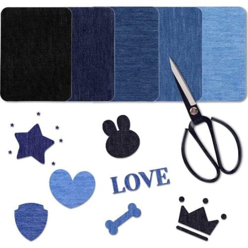 Shirt Elbow Pants Patch Decorative Accessories DIY Random Cut Knee Repair Adhesive Denim Stickers Three-color 12-piece Set