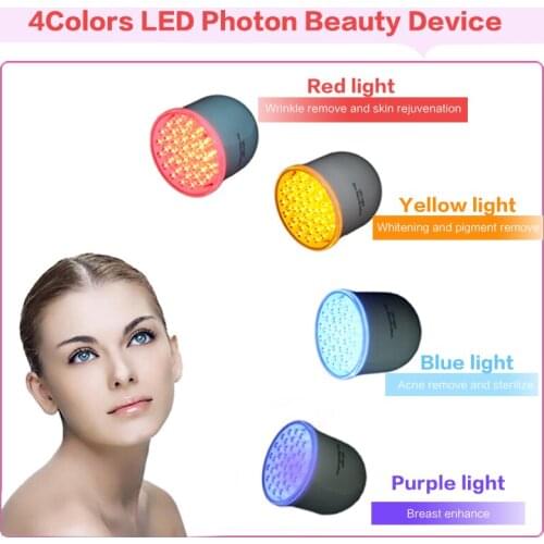 4 color Photon LED Skin Rejuvenation Red Blue Yellow Light Skin Care Tighte IPL Acne Collagen Whitening Therapy Device for face