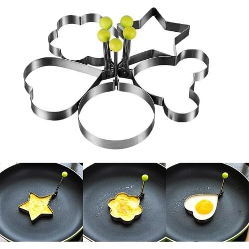 5 Shapes Omelet Maker Stainless Steel Egg Mold Flower Love Mouse Egg Cooker Mold Kitchen Cooking Tools