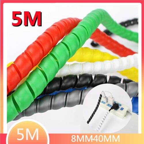 5M Colorful Wire Wrap Spiral In Cable Sleeve Wiring Harness Motorcycle Heat Pipe Sleeve Cable Sleeves Winding Pipe