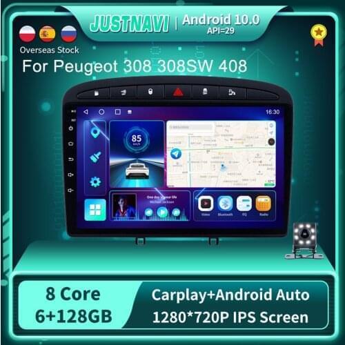 Gray 6G 128G Newest Android 10.0 Car Radio Video Player For Peugeot 308 308SW 408 2010-2016 Auto BT GPS Stereo Carplay No DVD 9"