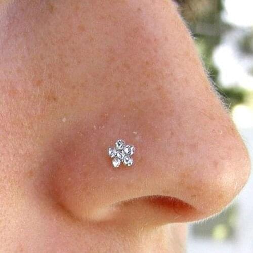 Flower Indian nose stud piercing 925 silver CZ nose nail bar jewelry for women fashion punk anti-allergy