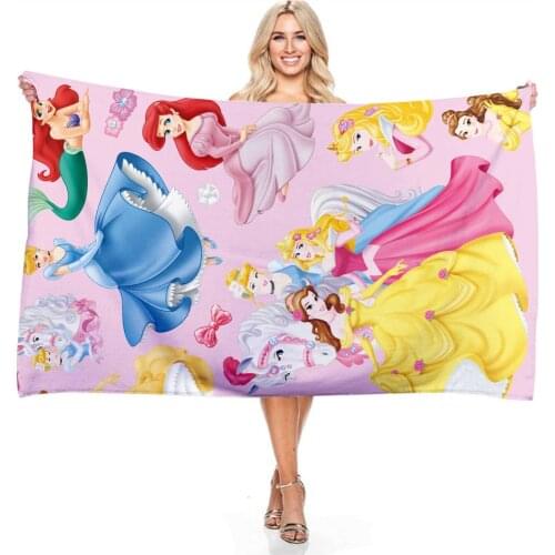 Disney Princess Beach Towel for Bathroom Beach Blanket Sand Free Cinderella Mermaid Bathroom Towels