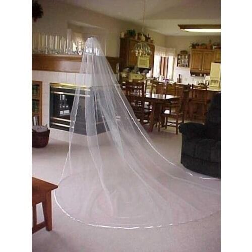 New cathedral wedding veil ribbon edge White Ivory 3M Bridal Veils with comb bridal accessories