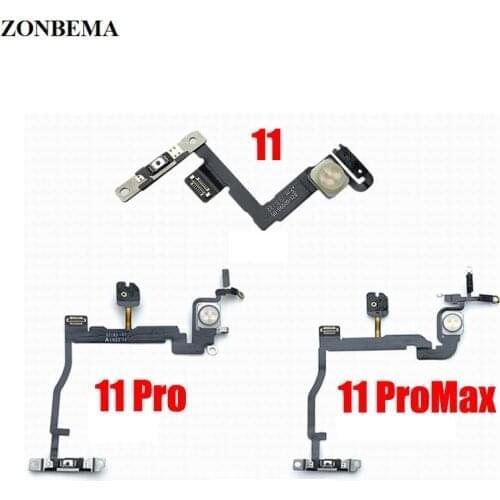 ZONBEMA 10pcs Power Volume Switch on off flex Cable with Metal Bracket Assembly For iPhone 11 Pro Max