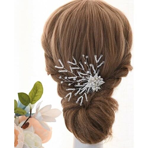 ZMHP04 Silver Sequins White Pearl Crystal Hair Comb Bridal Headdress Wedding Party Girl Hair Accessories Bridesmaid Gift