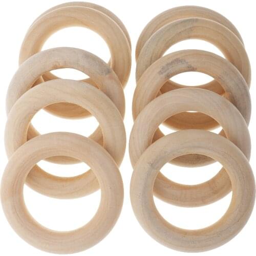 10Pcs Unfinished Solid Wooden Rings Wooden Teething Ring Natural Wood Teething Rings For Jewellery Making Findings, 58MM