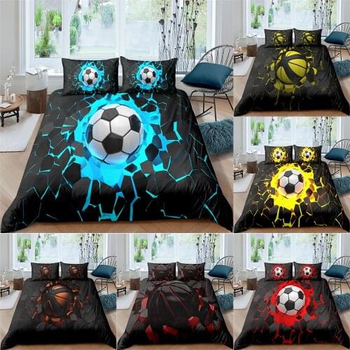 3D Digital Printed Bedding Set Football Duvet Cover with Pillow Shame Bedroom Decor King Queen Double Size