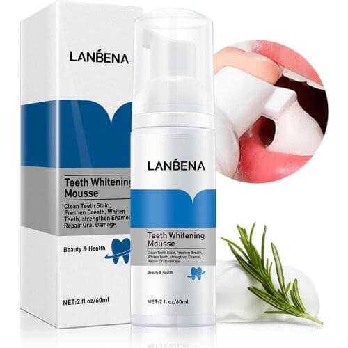 LANBENA Teeth Whitening Mousse Tooth Cleaning Whitening Toothpaste and Mouthwash Two-in-one