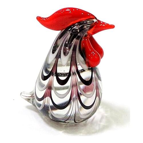 Mini Chicken Craft Figurines Colorful Handmade Glass Cute Cartoon Animal Ornaments Easter Home Fairy Garden Decor Accessories